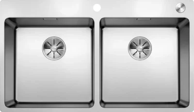 blanco andano 400 400 if a 525249 dubbele keukenspoelbak rvs vlakbouw of opbouw excenter 1