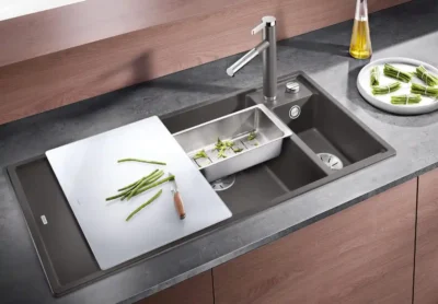 blanco axia 6 s 527228 keukenspoelbak rechts silgranit vulkaangrijs opbouw excenter 2