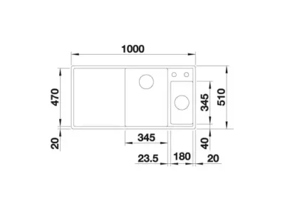 blanco axia iii 6 s 525851 keukenspoelbak rechts silgranit zwart opbouw excenter 4