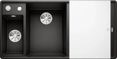 blanco axia iii 6 s f 525852 anderhalve keukenspoelbak links silgranit zwart vlakbouw of onderbouw excenter 2