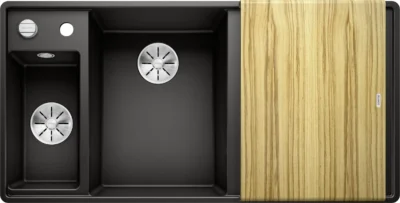 blanco axia iii 6 s f 525853 anderhalve keukenspoelbak links silgranit zwart vlakbouw of onderbouw excenter 2