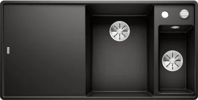 blanco axia iii 6 s f 525855 anderhalve keukenspoelbak rechts silgranit zwart vlakbouw of onderbouw excenter 1