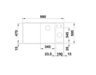 blanco axia iii 6 s f 527047 anderhalve keukenspoelbak links silgranit vulkaangrijs vlakbouw of onderbouw excenter 4