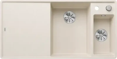 blanco axia iii 6 s f 527050 anderhalve keukenspoelbak rechts silgranit zacht wit vlakbouw of onderbouw excenter 1