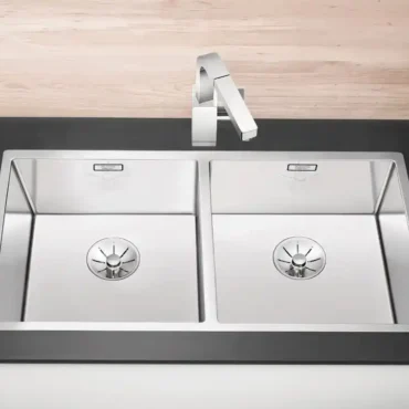 blanco claron 400 400 if 521617 dubbele keukenspoelbak rvs vlakbouw of opbouw 2