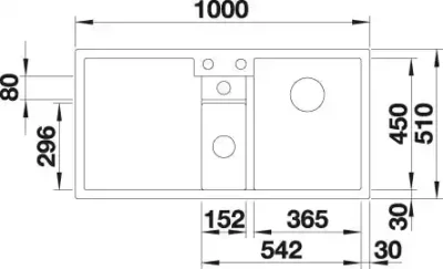 blanco collectis 6 s 523344 anderhalve keukenspoelbak rechts silgranit antraciet opbouw excenter 4