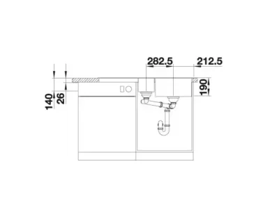 blanco collectis 6 s 527058 anderhalve keukenspoelbak rechts silgranit zacht wit opbouw excenter 5