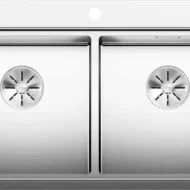 blanco divon ii 8 if 521663 dubbele keukenspoelbak rvs inclusief draaiknopbediening vlakbouw of opbouw excenter 1