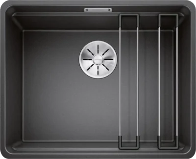 blanco etagon 500 f 526343 enkele keukenspoelbak silgranit antraciet inclusief rails vlakbouw 1