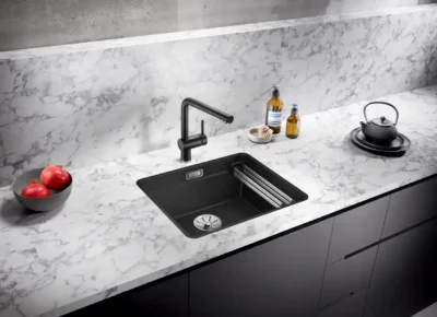 blanco etagon 500 f 527257 enkele keukenspoelbak silgranit vulkaangrijs inclusief rails vlakbouw 2