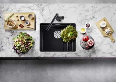 blanco etagon 500 u 522228 keukenspoelbak silgranit rotsgrijs inclusief rails onderbouw 3