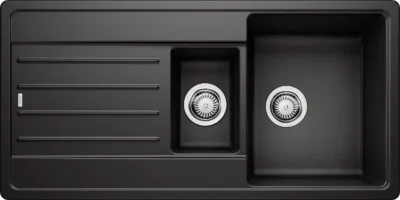 blanco legra 6 s 526086 anderhalve keukenspoelbak silgranit zwart omkeerbaar opbouw 1
