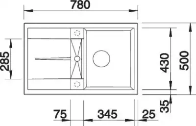 blanco metra 45 s 517345 enkele keukenspoelbak silgranit tartufo opbouw excenter 5