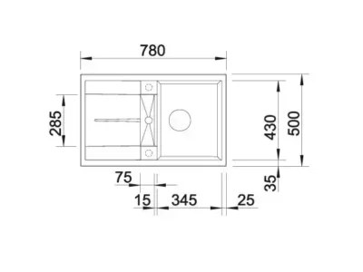 blanco metra 45 s 527105 enkele keukenspoelbak silgranit zacht wit opbouw excenter 3