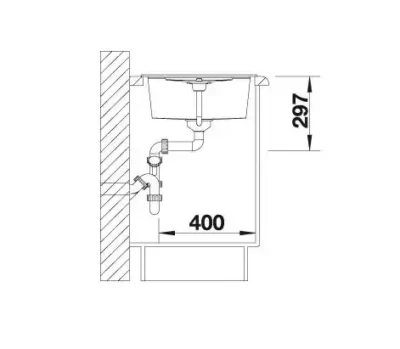 blanco metra 45 s 527105 enkele keukenspoelbak silgranit zacht wit opbouw excenter 6