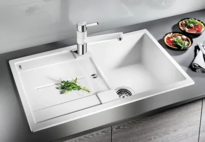 blanco metra 45 s 527288 enkele keukenspoelbak silgranit vulkaangrijs opbouw excenter 2