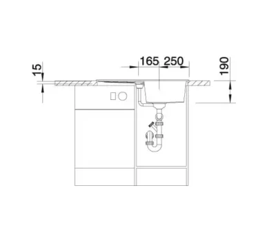 blanco metra 45 s 527288 enkele keukenspoelbak silgranit vulkaangrijs opbouw excenter 5