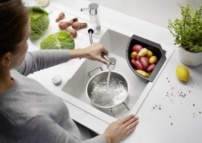 blanco metra 45 s compact 519573 enkele keukenspoelbak silgranit rotsgrijs omkeerbaar opbouw excenter 4