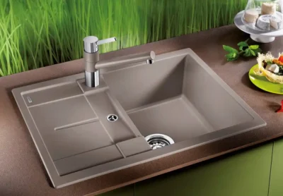 blanco metra 45 s compact 527285 enkele keukenspoelbak silgranit vulkaangrijs omkeerbaar opbouw excenter 2