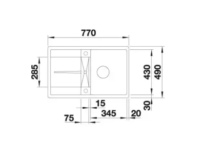 blanco metra 45 s f 527107 keukenspoelbak silgranit zacht wit omkeerbaar vlakbouw of onderbouw excenter 3