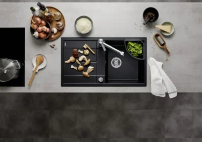 blanco metra 5 s 517348 enkele keukenspoelbak silgranit tartufo omkeerbaar opbouw excenter 3