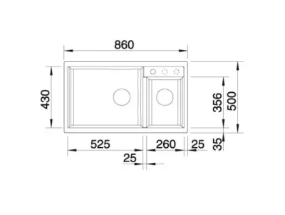 blanco metra 9 527121 anderhalve keukenspoelbak links silgranit zacht wit onderbouw of opbouw 3