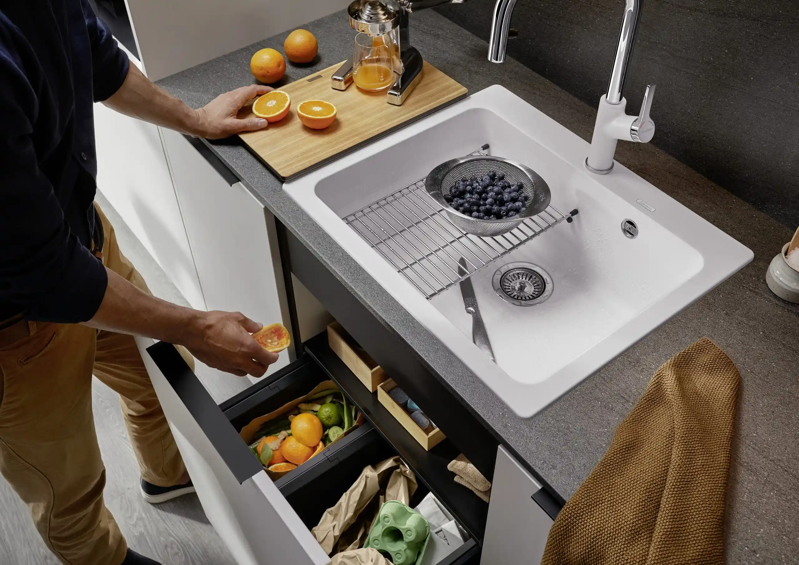 blanco naya 6 519639 enkele keukenspoelbak silgranit rotsgrijs opbouw 3