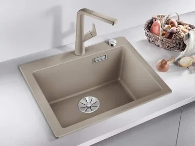 blanco pleon 523683 tartufo keukenspoelbak silgranit opbouw excenter 2