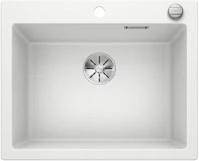 blanco pleon 523690 wit keukenspoelbak silgranit draaiknopbediening opbouw of onderbouw excenter 1