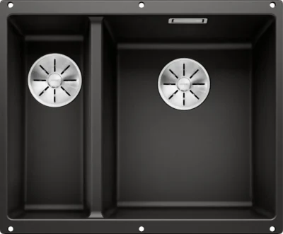 blanco subline 160 340 u 525986 keukenspoelbak rechts silgranit zwart onderbouw 1