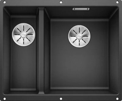 blanco subline 340 160 u 523558 anderhalve keukenspoelbak rechts silgranit antraciet onderbouw 1