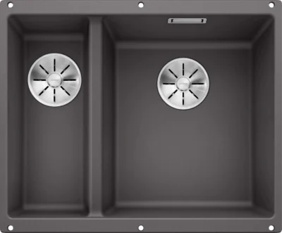 blanco subline 340 160 u 523559 anderhalve keukenspoelbak rechts silgranit rotsgrijs onderbouw 1