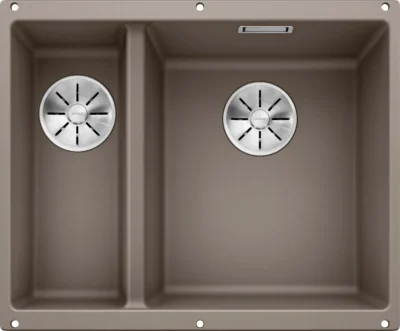 blanco subline 340 160 u 523565 anderhalve keukenspoelbak rechts silgranit tartufo onderbouw 1
