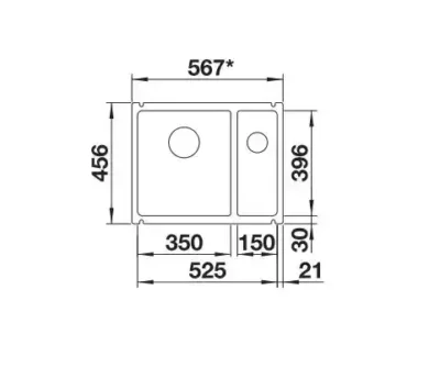 blanco subline 350 150 u 523746 anderhalve keukenspoelbak keramiek basalt onderbouw 3