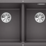 blanco subline 350 350 u 523575 dubbele keukenspoelbak silgranit rotsgrijs onderbouw 1