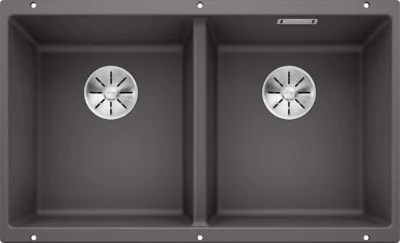 blanco subline 350 350 u 523575 dubbele keukenspoelbak silgranit rotsgrijs onderbouw 1