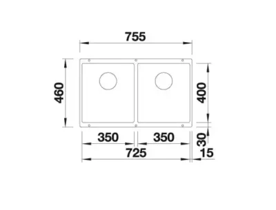 blanco subline 350 350 u 527164 dubbele keukenspoelbak silgranit zacht wit onderbouw 4