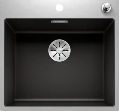 blanco subline 500 if a steelframe 525999 enkele keukenspoelbak silgranit zwart vlakbouw of opbouw excenter 1