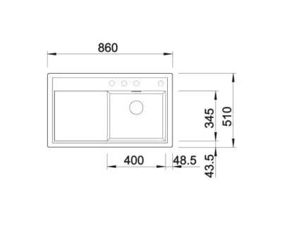blanco zenar 45 s 527178 enkele keukenspoelbak rechts silgranit zacht wit opbouw excenter 3