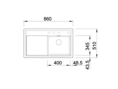 blanco zenar 45 s 527359 enkele keukenspoelbak links silgranit vulkaangrijs opbouw excenter 3