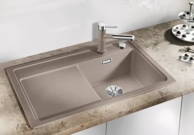 blanco zenar 45 s 527361 enkele keukenspoelbak rechts silgranit vulkaangrijs opbouw excenter 2