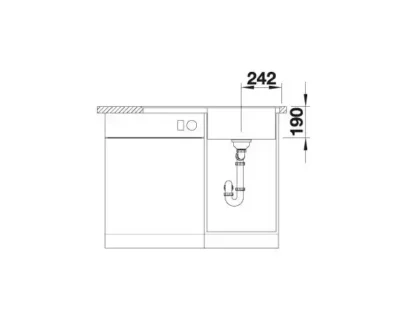blanco zenar 45 s f 527180 enkele keukenspoelbak rechts silgranit zacht wit vlakbouw of onderbouw excenter 5