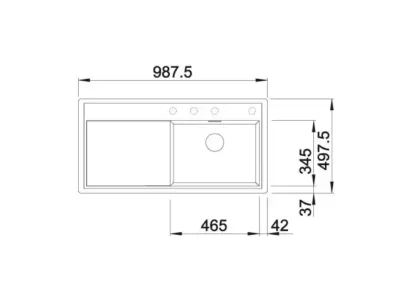 blanco zenar xl 6 s f 527374 enkele keukenspoelbak links silgranit vulkaangrijs inclusief vlakbouw of onderbouw excenter 3