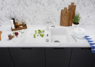 blanco zia 45 s 514724 enkele keukenspoelbak silgranit antraciet omkeerbaar opbouw excenter 3