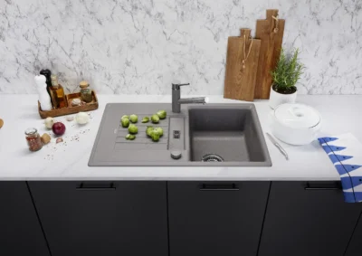 blanco zia 45 s 514724 enkele keukenspoelbak silgranit antraciet omkeerbaar opbouw excenter 4