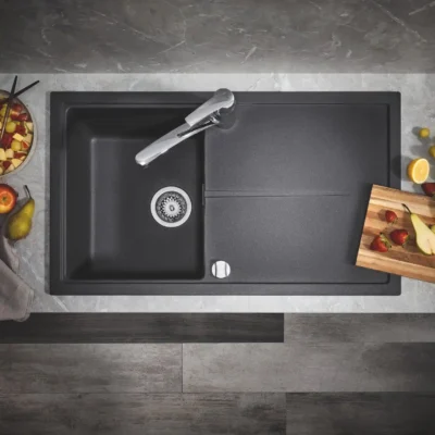 grohe k400 keukenspoelbak composiet opbouw graniet zwart 31640ap0 excenter 2