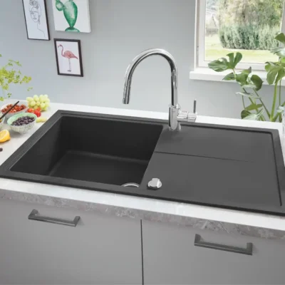 grohe k400 keukenspoelbak composiet opbouw graniet zwart 31641ap0 excenter 1