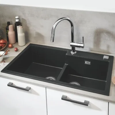grohe k500 keukenspoelbak composiet opbouw graniet zwart 31649ap0 excenter 1