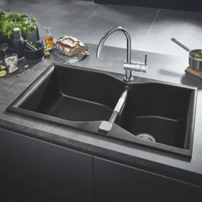 grohe k700 keukenspoelbak composiet opbouw graniet zwart 31658ap0 excenter 1
