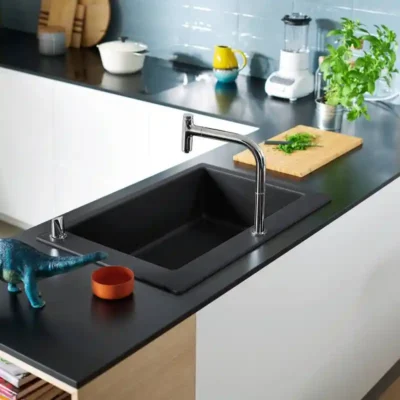 hansgrohe s51 keukenspoelbak graniet opbouw grafiet zwart 43313170 2